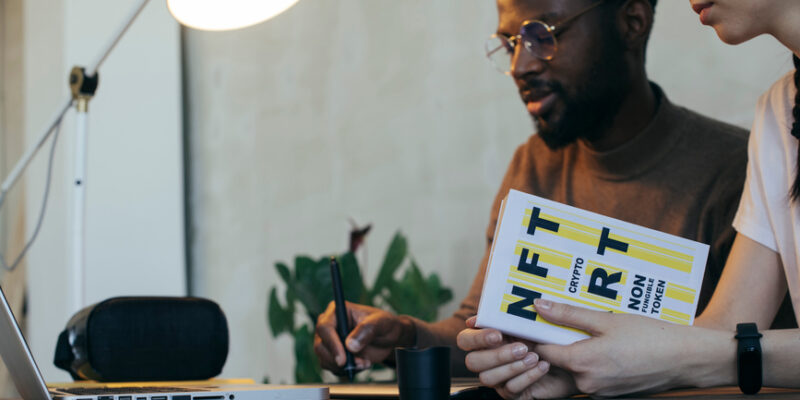 Indoor shot of a crypto artists learning NFT (non-fungible token).
